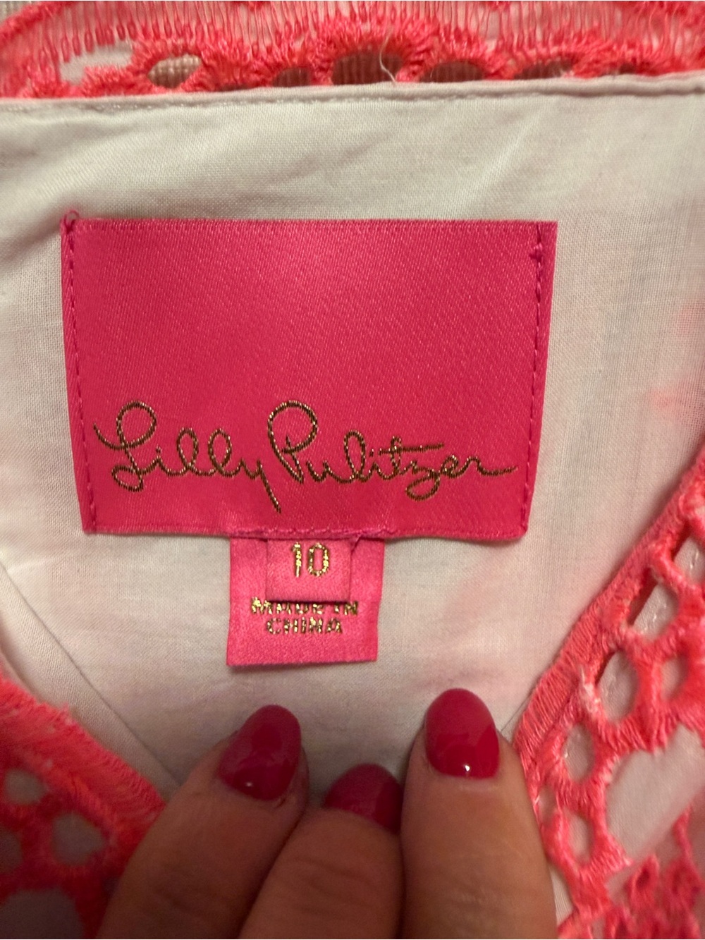 Lilly Pulitzer Pink Eyelet Embroidered Cotton Maxi Dress Size 10 Resort Floral - Picture 3 of 10